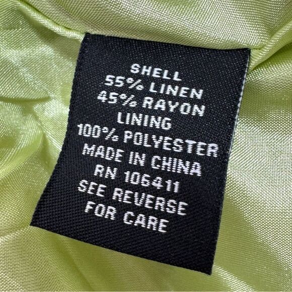 Premise Floral Roses Linen Blend A Line Flare Midi Skirt Lime Green Yellow 4 - Picture 11 of 13